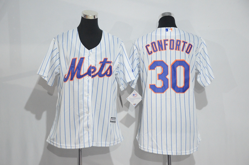 Womens 2017 MLB New York Mets #30 Conforto White Jerseys->women mlb jersey->Women Jersey